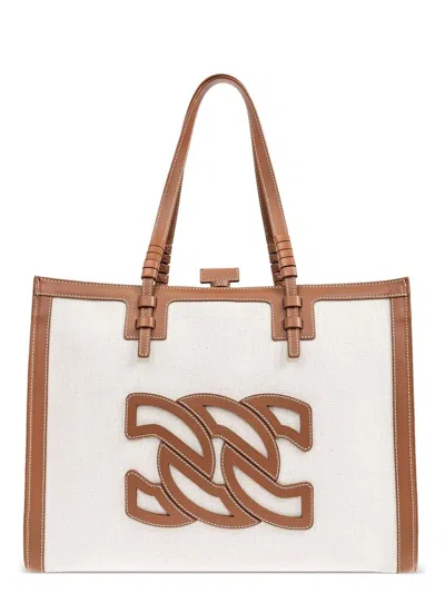 CASADEI WOMEN'S CANVAS AND LEATHER TOTE BAG
