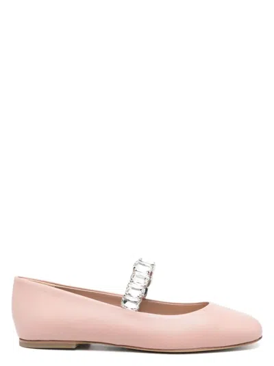 CASADEI WOMEN'S CRYSTAL LEATHER BALLET FLATS