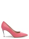 Casadei Pointed Toe Pink Leather Pumps In Pink