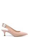 Casadei Pointed Toe Slingback Pumps With Mid Heel In Beige