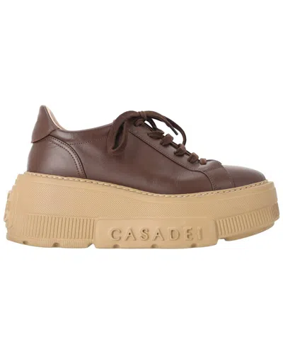 Pre-owned Casadei Women's Leather Nexus Platform Sneaker (authentic Pre-loved) In Brown