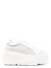 Casadei White Platform Sneakers Interwoven Design In Polyurethane Woman In White