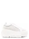 Casadei White Platform Sneakers Interwoven Design In Polyurethane Woman In White