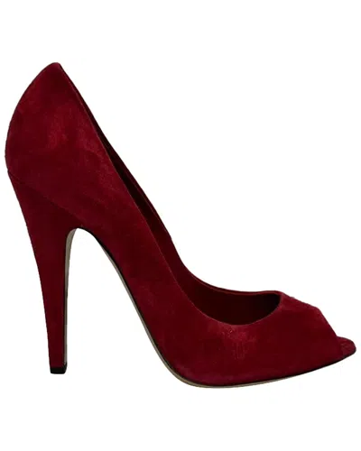 Pre-owned Casadei Women's Suede Peep-toe Pump (authentic Pre-loved)