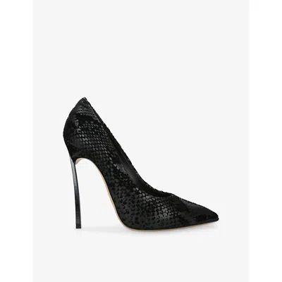 Casadei Blade Kitana Python-effect Pumps In Black