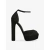 Casadei Suede Flora Platform Heels 140 In Black