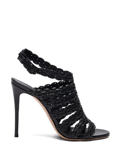 Casadei Woven Heeled Sandals In Black