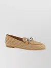 Casadei Woven Leather Loafers With Chain Detail