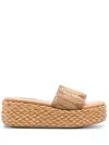 Casadei Open Toe Platform Sole Woven Texture Sandals In Neutral