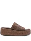 Casadei Woven Platform Sandals In Brown