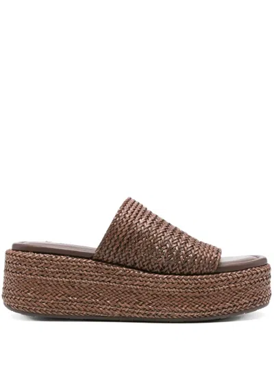 Casadei Woven Platform Sandals In Brown