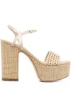 Casadei Woven Platform Sandals In Neutral