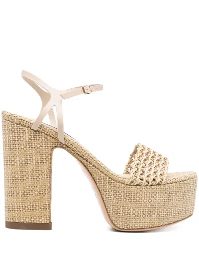Casadei Woven Platform Sandals In Neutral