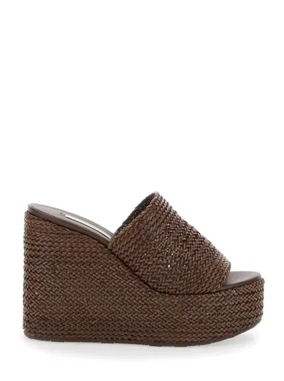 Casadei Woven Platform Wedge Sandals With Textured Sole