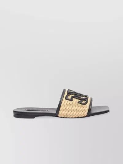 Casadei Woven Texture Flat Sole Sandals In Black