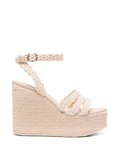 Casadei Woven Wedge Espadrilles In Neutral