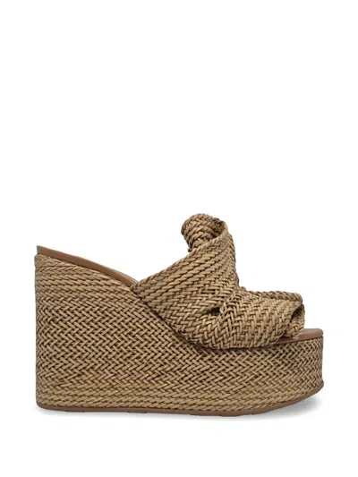 Casadei Woven Wedge Heeled Sandals In Neutral