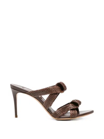 Casadei Woven-leather Sandals In Brown
