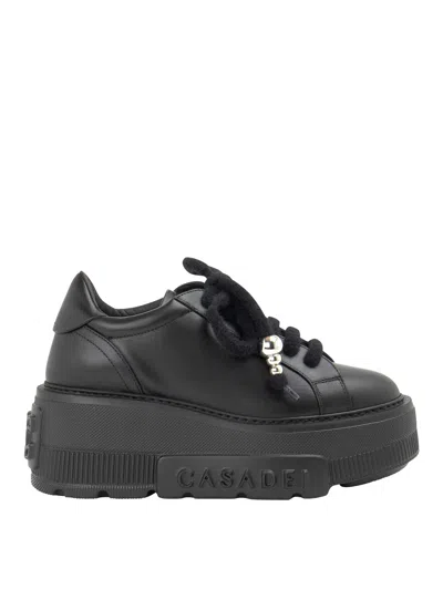 Casadei Low Top Platform Sneakers In Nero Neri E Grigi