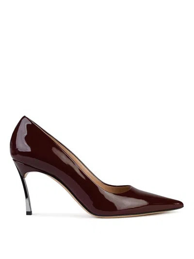 Casadei Superblade Burgundy Shiny Leather Pumps In Red
