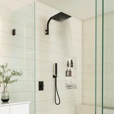 Casainc 10 Inch Rainfall Shower System With Rough In-valve In Matte Black