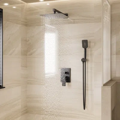 Casainc 10 Inch Wall Mounted Pressure Balanced Complete Shower System With 3 Setting Shower Handheld In Matte Black