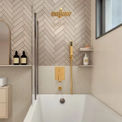Casainc 10inch 3 Function Wall Mount Complete Rainfall Shower System With Rough In-valve In Gold