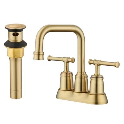 Casainc 1.2 Gpm Centerset Bathroom Faucet With Drain Assembly In Brushed Gold