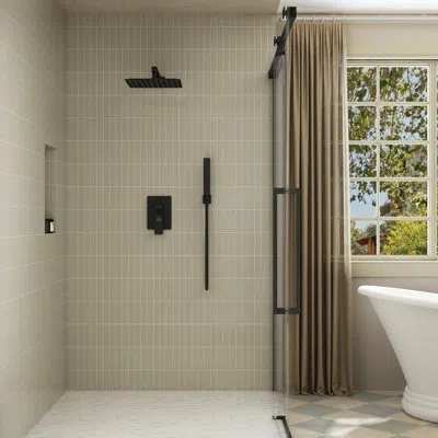 Casainc 2-function Complete Shower System With Rough-in Valve In Matte Black