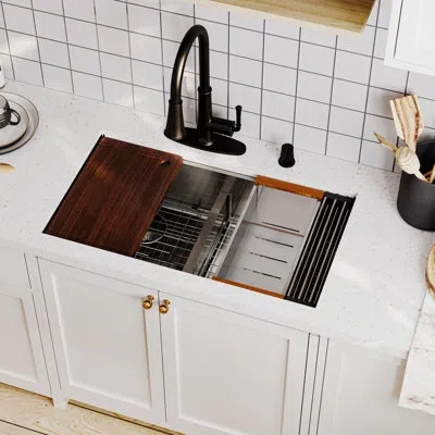 Casainc 33" L X 19" W Double Bowl Stainless Steel Undermount Kitchen Sink In Brushed Nickel