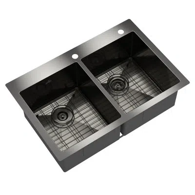 Casainc 33"l Double Bowl Stainless Steel Drop-in Kitchen Sink