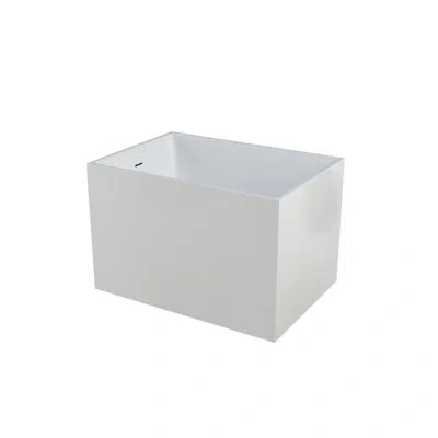 Casainc 39.37" Rectangle Acrylic Freestanding Soaking White Bathtub With Built-in Seat In Gloss White