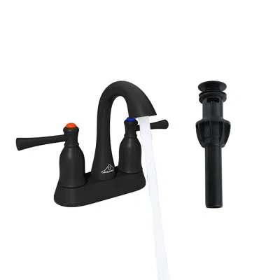 Casainc 4 Inch Centerset Black Bathroom Sink Faucet With Drain In Matte Black