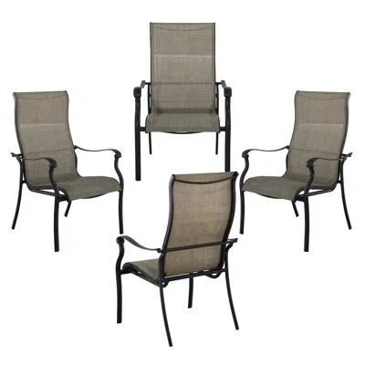 Casainc 4 Piece Pvc-coated Polyester Fabric Cast Aluminum Frame Dining Chair In Black