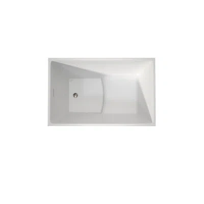 Casainc 43.3" Rectangle Acrylic Freestanding Soaking White Bathtub With Built-in Seat In Gloss White