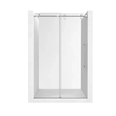 Casainc 44"-48" W X 76" H Frameless Single Sliding Shower Door With Soft-closing, Clear Tempered Glass And S In Chrome
