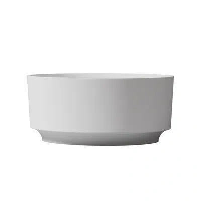 Casainc 49" Round Solid Surface Freestanding Soaking White Bathtub With Drain In Matte White