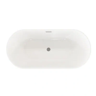 Casainc 55" Oval Solid Surface Freestanding Soaking White Bathtub With Drain In Matte White