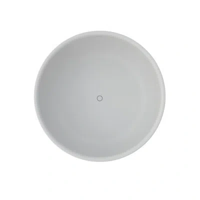 Casainc 59" Round Solid Surface Freestanding Soaking White Bathtub With Drain In Matte White
