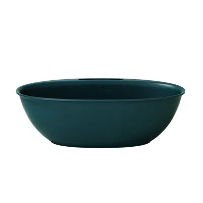 Casainc 63" L Solid Surface Stone Freestanding Soaking Bathtub With Towel Rack In Emerald Forest