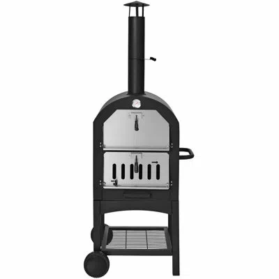 Casainc 63”portable Outdoor Pizza Oven With Pizza Stone And Waterproof Cover In Black