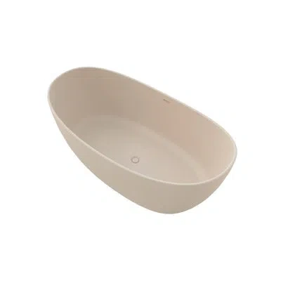 Casainc 65" Oval Solid Surface Freestanding Soaking Bathtub With Drain In Milk Coffee
