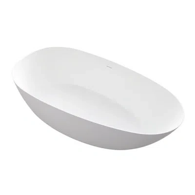Casainc 67" X 33.5" Freestanding Soaking Solid Surface Bathtub In White