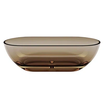 Casainc 68.9" Oval Transparent Resin Freestanding Soaking Bathtub With Drain In Transparent Coffee