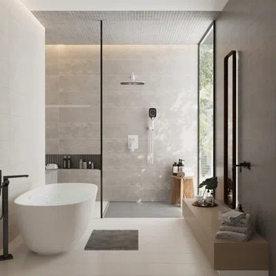 Casainc Ancoats 12" Wall Mounted Pressure-balanced Complete Shower System With 3-function Handheld Spray In Matte White
