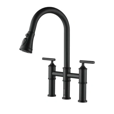 Casainc Bridge Pull Down Touchless Sensor Kitchen Faucet With 2 Handles In Matte Black