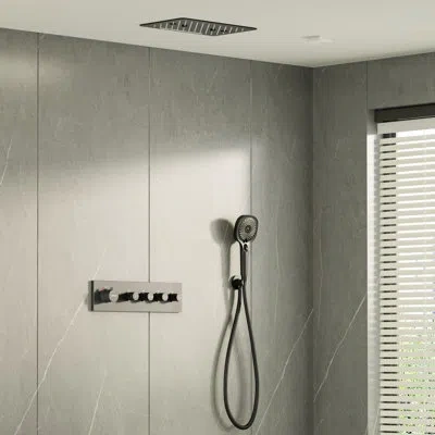 Casainc Camino 4 Functions 15.7 Inch Flush Mount Thermostatic Shower System In Matte Black