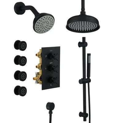 Casainc Complete Shower System With Rough-in Valve In Matte Black