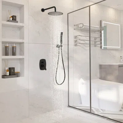 Casainc Complete Shower System With Rough-in Valve In Matte Black