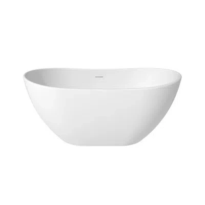 Casainc Crescent 56.5"x 32.27" Solid Surface Stone Freestanding Soaking Bathtub In Matte White